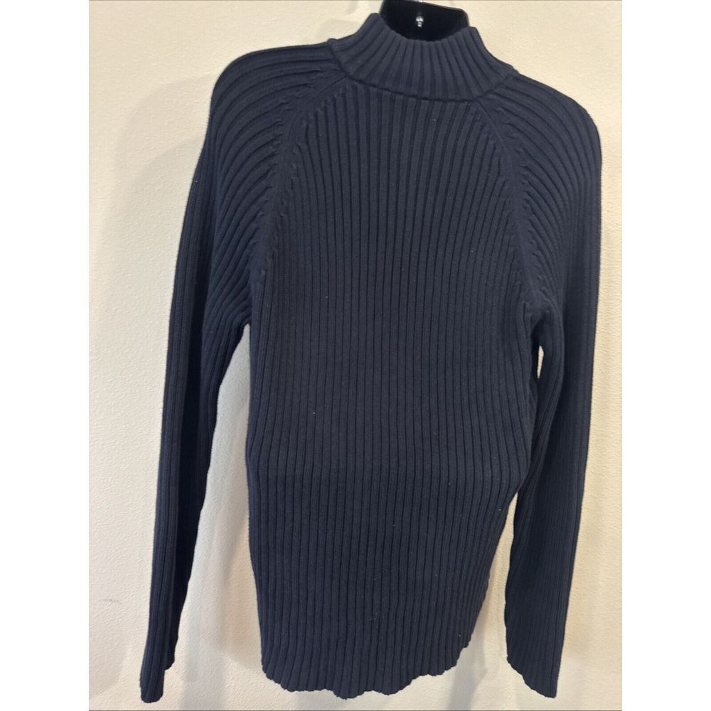 Abercrombie & Fitch Quarter Zip Sweater Men XL Navy Blue Ribbed Muscle Fit - Picture 9 of 9